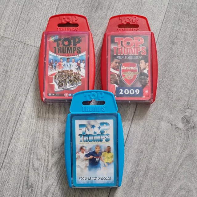 3 x Top Trumps World Football Stars, Arsenal Superstars Card Games Messi Ronaldo