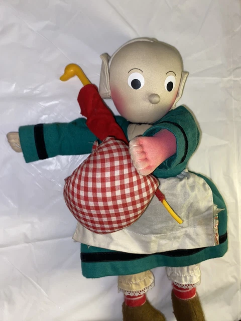 Becassine by Minerve Cloth 13" Doll French Cloth Bag Umbrella Vintage 1970's