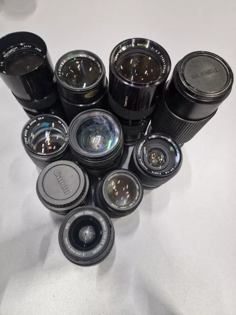 Lot of 10 Zoom Lens Various Models 70-150mm/80-200mm/85-210mm/70-210mm For Parts