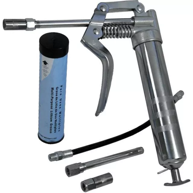 120Cc Pistol Grip Grease Gun Set With Accessories Cartridge Flexible Hose Kit