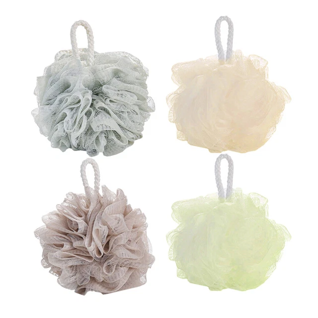 4 piezas bola de baño grande simple bola de malla de color liso esponja puf bola de ducha