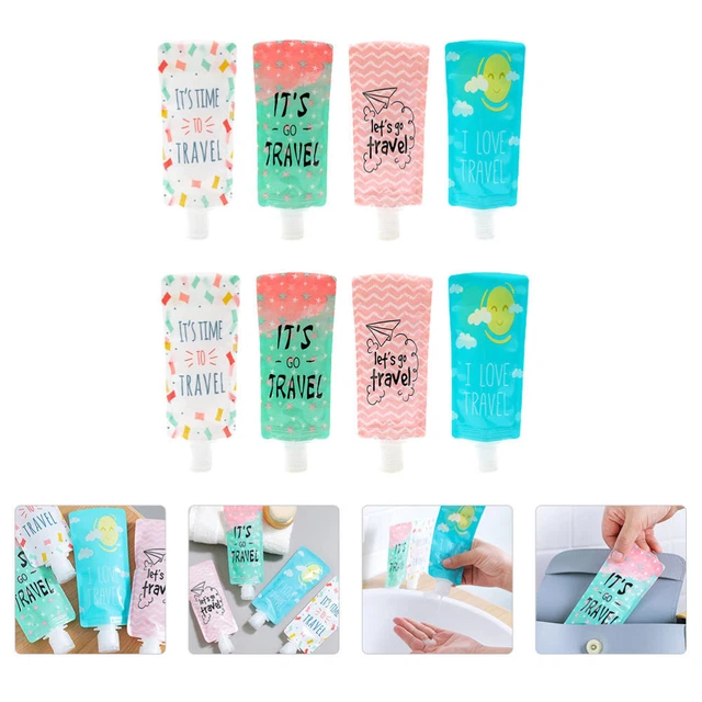 8 Pcs Emulsion Bag Cosmetic Bottles Empty Travel Toiletry Lotion Packing