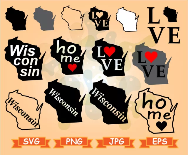 Wisconsin state svg, Wisconsin vector, Wisconsin clipart, Wisconsin silhouette