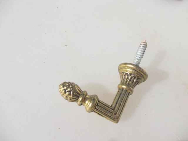 Vintage Brass Curtain Tie Backs Hooks French Old Gold Coat Hook Hangers 1.5"D 3