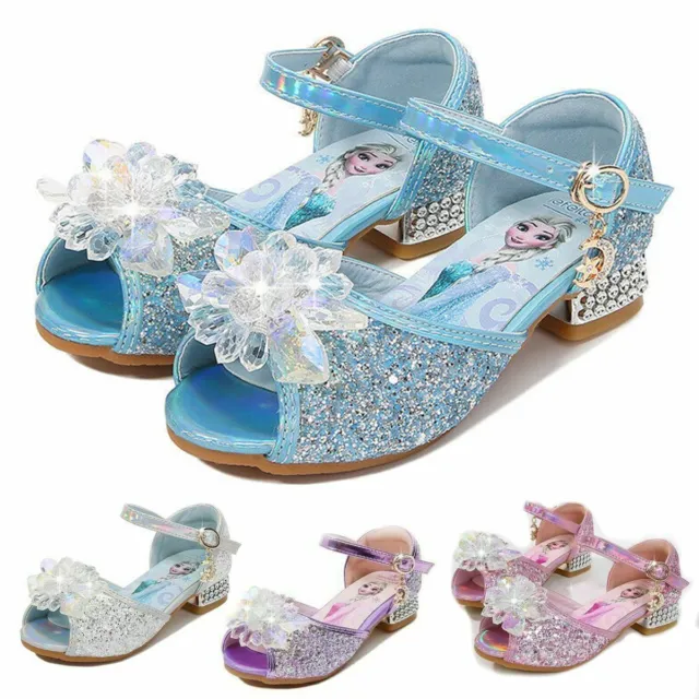 Nuovi sandali bambine Frozen2 Princess fantasy up festa paillettes glitter scarpe Elsa