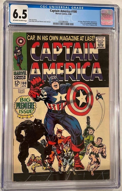 Captain America #100 (#1) Cgc 6.5 Key 1St Cap America Solo Book!