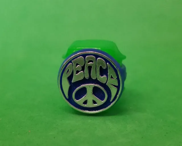 Vintage PEACE Ring blue plastic gumball vending prize - FREE SHIPPING