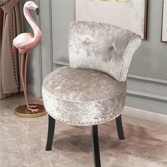 Crushed Velvet Vanity Stool Dressing Table Chair Bedroom Makeup Chair w/Backrest