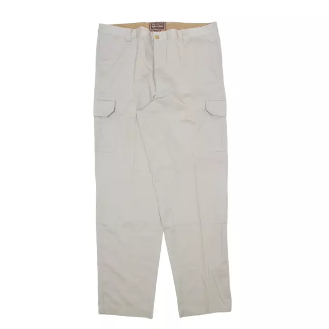 MARLBORO Classics Cargo Trousers Cream Regular Straight Mens W36 L34