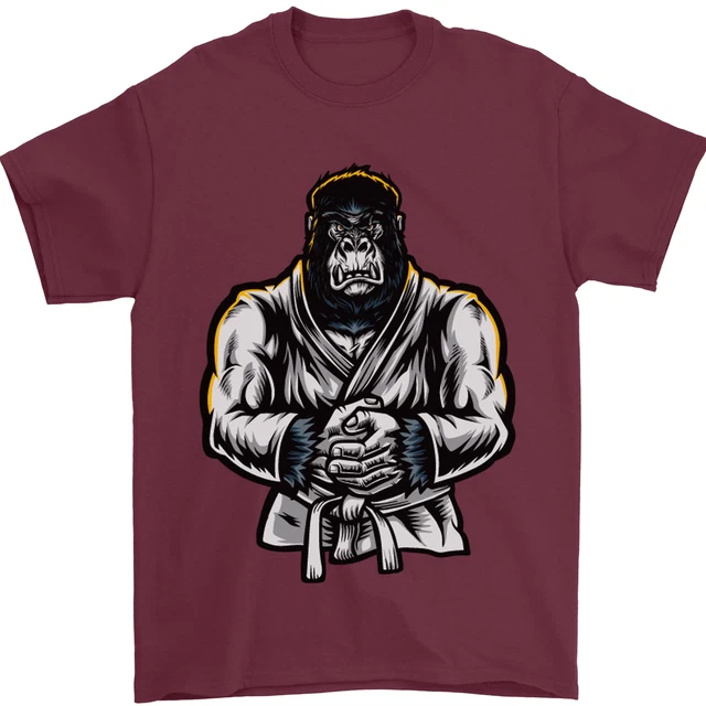 T-shirt da uomo Jiu Jitsu Gorilla MMA arti marziali karate cotone Gildan