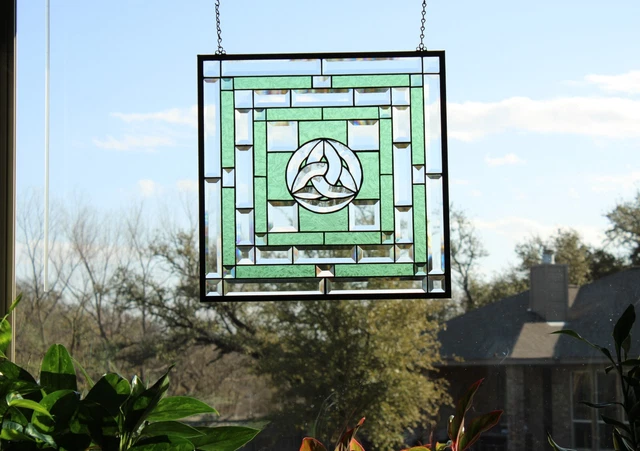 Celtic/Trinity - Privacy-Stained Glass Window Panel-19 5/8" x19 5/8" HDMA-US 2