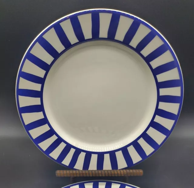 Set of 2 Windsor & Browne Italy Blue White Stripe WIB9 10.25" Dinner Plates READ 2
