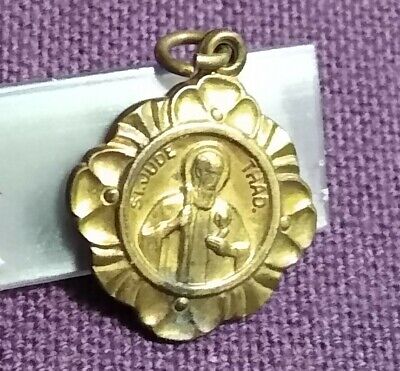 Vintage Religious St. Jude Thad. Shrine New Haven Conn. Medal Gold Tone Pendant