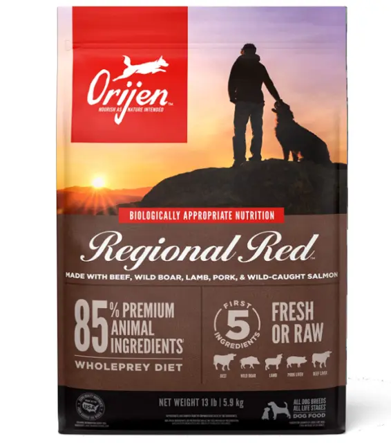 ORIJEN Dog Regional Red Recipe, High-Protein Grain-Free Dry Dog Food, 13lb