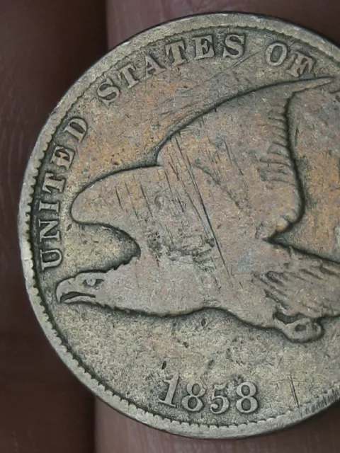 1858 Flying Eagle Penny Cent- Small Letters, Fine Details