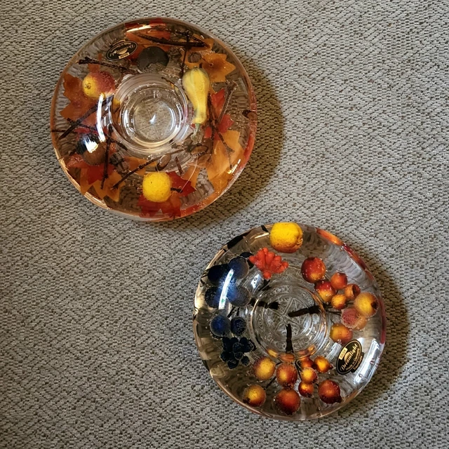 Set Of 2 Glass Gilde Dreamlight TraumLicht Autumn Encased Votive Candle Holders