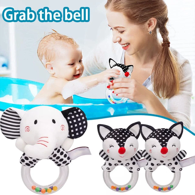 Baby Newborn Grabbing Sensory Soft Rattle Toy Black and White Crib Hanging Toy'