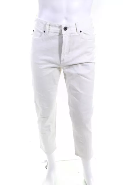 Standard James Perse Mens Cotton Denim Mid-Rise Straight Leg Jeans Ivory Size 28