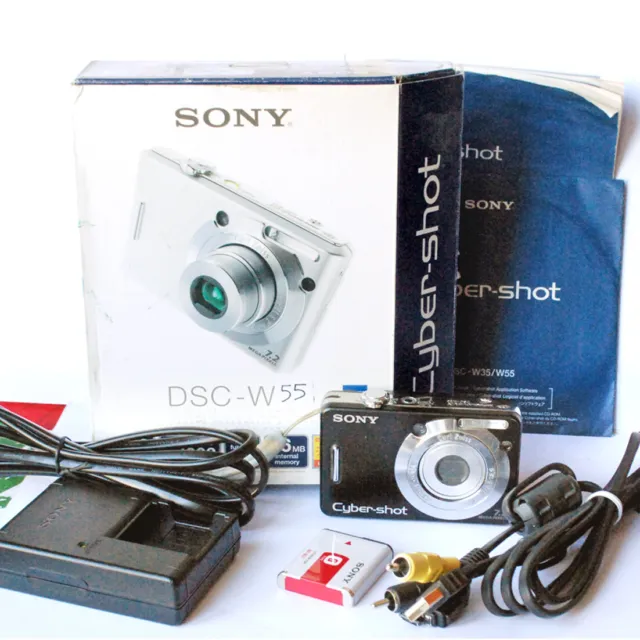 Fotocamera digitale Sony Cyber Shot W55 con accessori - Funzionante