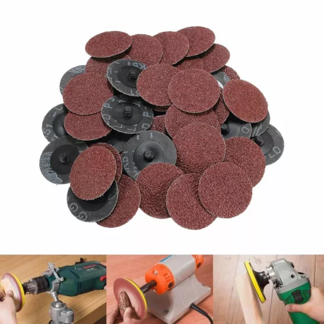 50Pcs 36 Grit Roloc Type Sanding Discs Pad 2" 50mm Abrasive Sandpaper Roll Lock