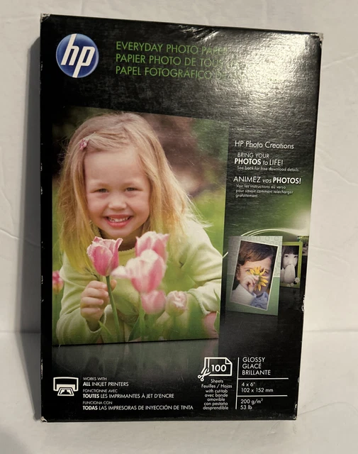 HP Q5540A EVERYDAY Glossy Photo Paper 100 Sheets 4 x 6" for InkJet NIB