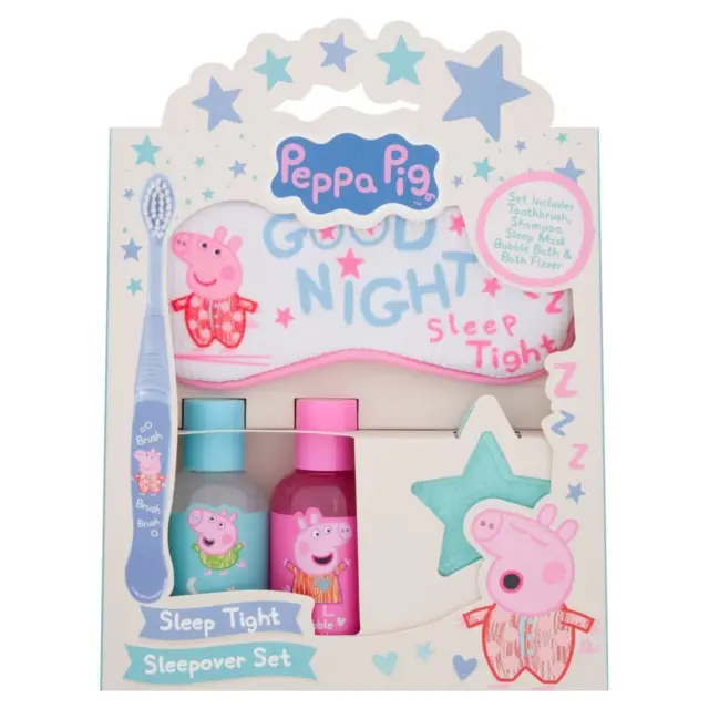 Peppa Pig Sleep Tight Sleepover Set Gift Set Bubble Bath Toothbrush Sleep Mask