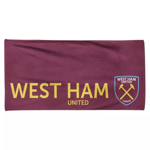 West Ham United Crest Beach Towel Cotton Carlet Gold Bath Swim Football Towel