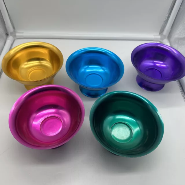 Vintage Anodized Aluminum Ice Cream Sherbert Dish Colored Set of 5