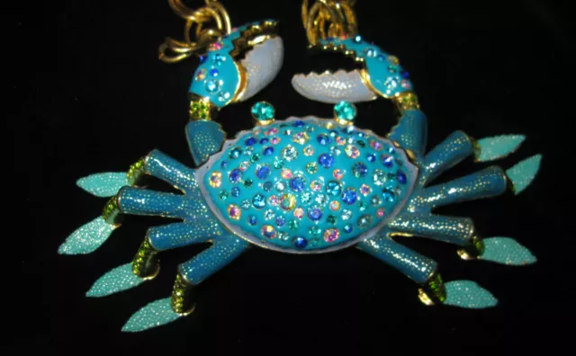 Betsey Johnson Crabby Couture Large Crab With Bling Statement Necklace