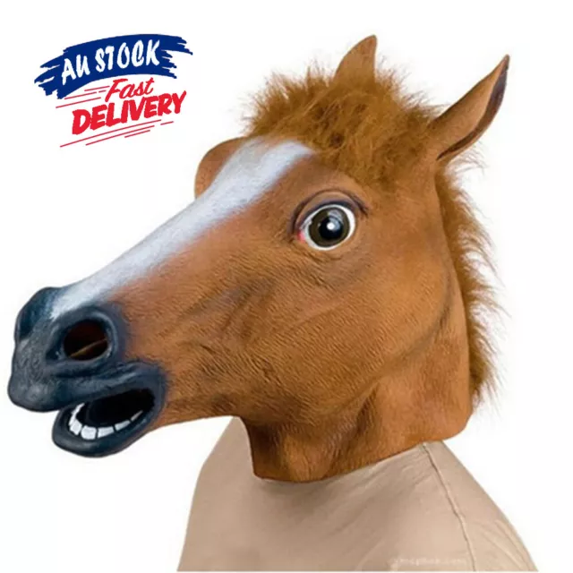 Funny Prop Gangnam Halloween Animal Party Latex Horror Costume Horse Head Mask