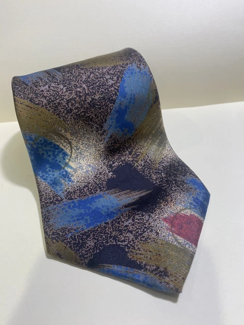 HARVE BENARD Men's 100% Silk Necktie Designer Geometric Multi Color.  Nice Pop.
