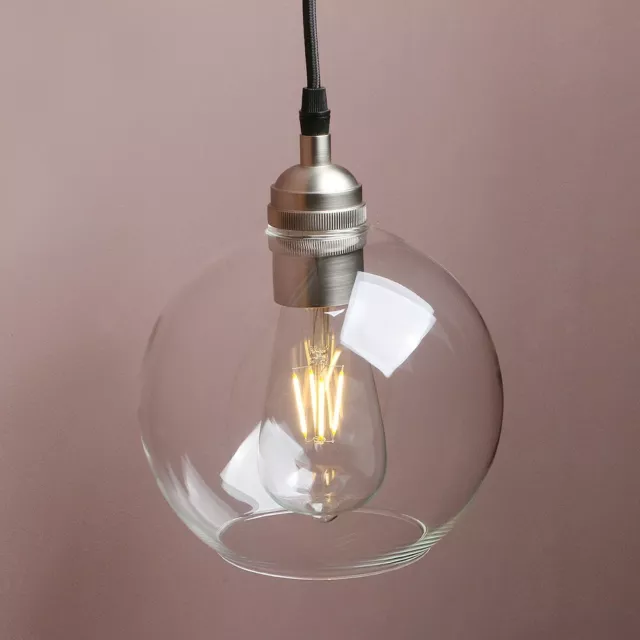 Vintage Industrial Loft Bar Ceiling Lamp 6.9" Round Glass Hanging Pendant Light