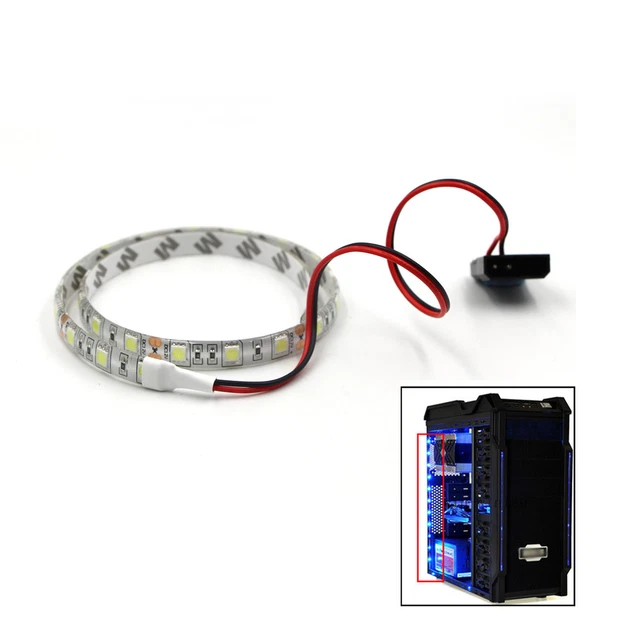 1M 2M PC Case Modding Led Strip Computer Lighting DUAL Molex Connector ...