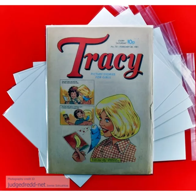 Tracy No 74 Girls Comic Book 28 2 1981 UK + Comic Bag and Board (Lot 632 )