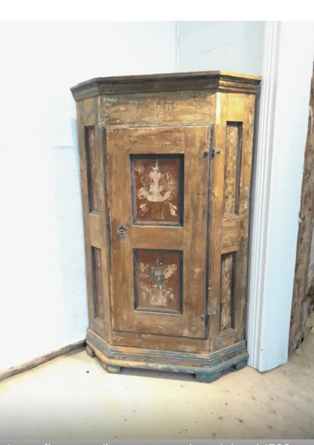 Early Gustavian Swedish hand painted corner cupboard/cabinet.Dated 1769