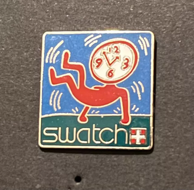 Rare Pin’s Swatch Keith Haring 1986 ARGENTÉ