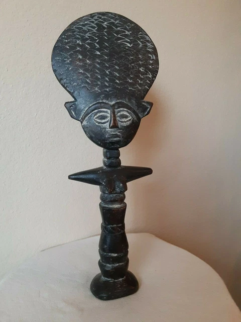 Vintage African Hand Carved Woman Statue.  Possibly Ghanaian.