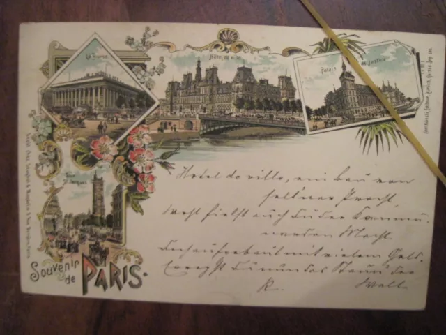 CPA Souvenir de PARIS DR AK litho Gruss Aus Palais de Justice la Bourse Hotel
