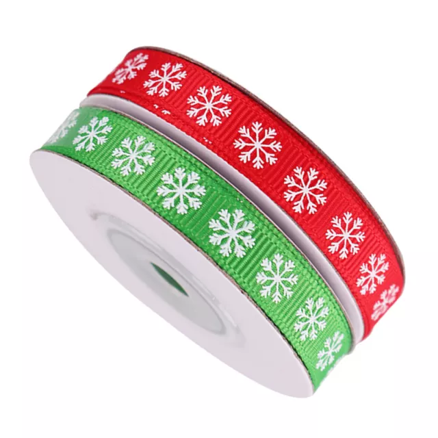 2 Rolls Merry Christmas Ribbons Holiday Grosgrain Double Sided