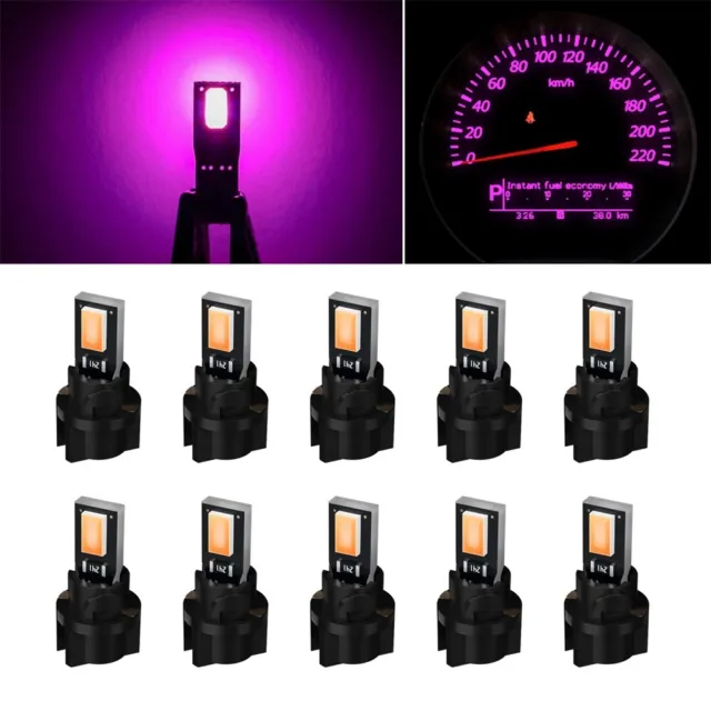 10pcs T5 Pink 5630 LED Instrument Gauge Cluster Dash Light Bulbs W/ Sockets