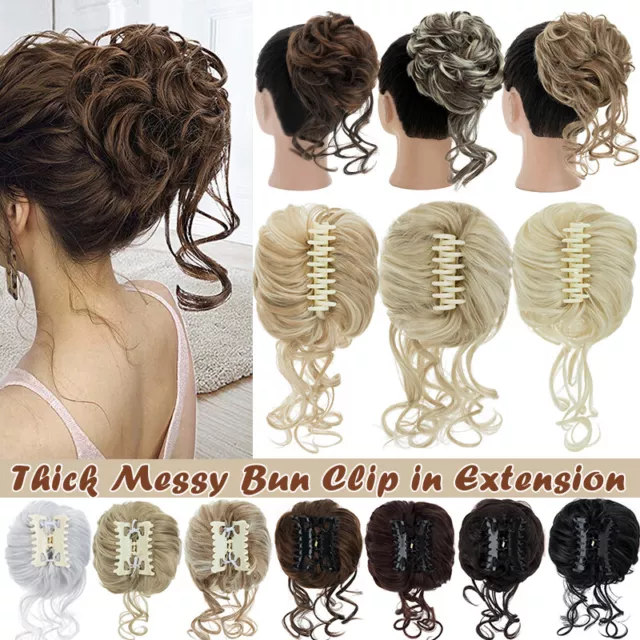 Clip on in Messy Bun Hair Piece Extension Hair Claw Clip Wedding Daily Natural