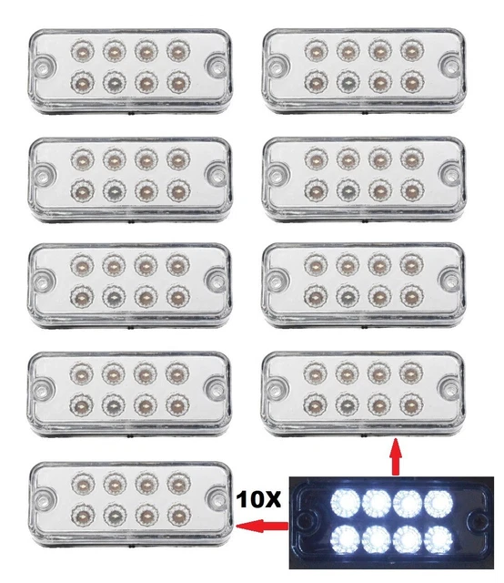 10x Weiß Seitlich Vorne Marker Lichter 24V Anhänger 8 LED Fahrwerk Truck für Man