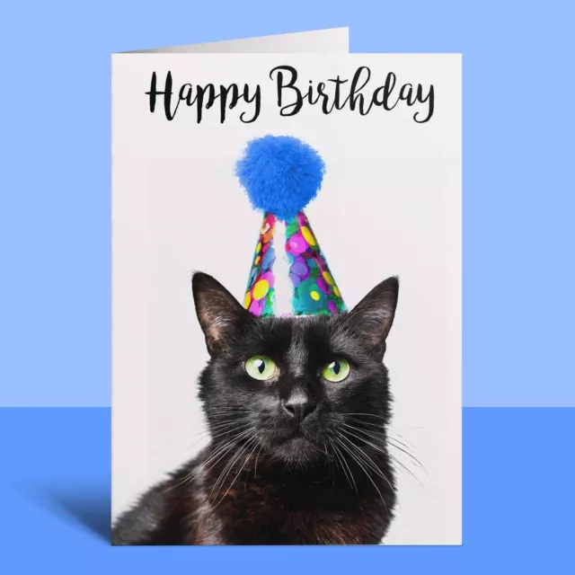 Black Cat Birthday Card For Her Him Friend Mum Dad Sister Brother Fun Card