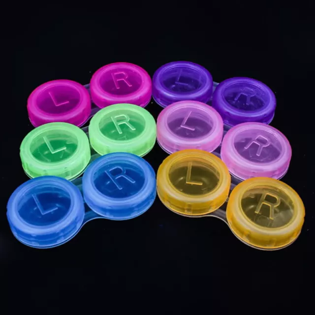 4 Sets Plastic Contact Lens Storage Soaking Cases L + R Marked Travel Eye Care 2