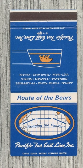 Matchbook Cover-Pacific Far East Lines-Route of the Bears-9332