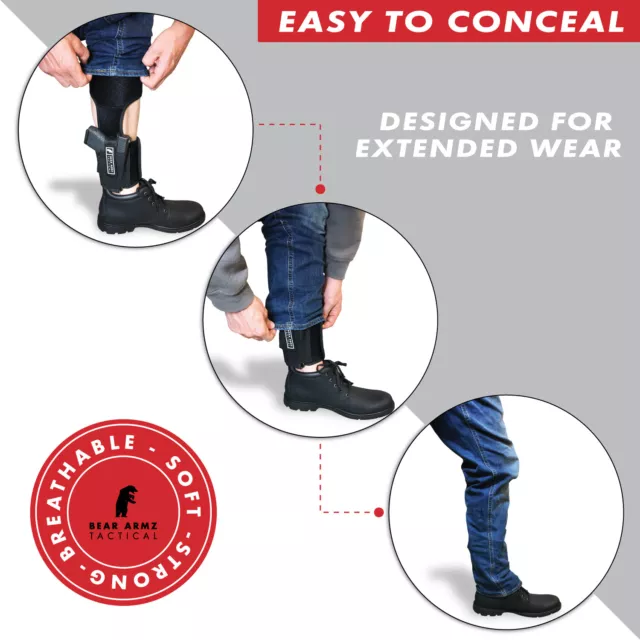 Ankle Holster for Concealed Carry by Bear Armz Tactical | Universal Fit | BUG 3