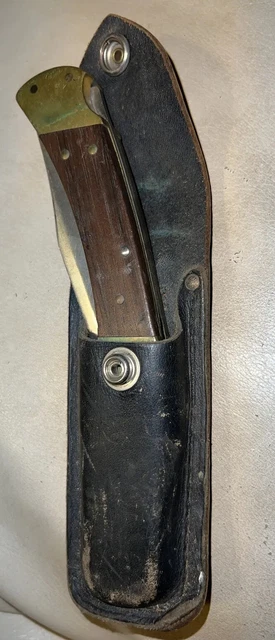 Vintage 1981-86 Buck 110 Usa Hunting Folding Knife (4 Dot) + Leather Sheath