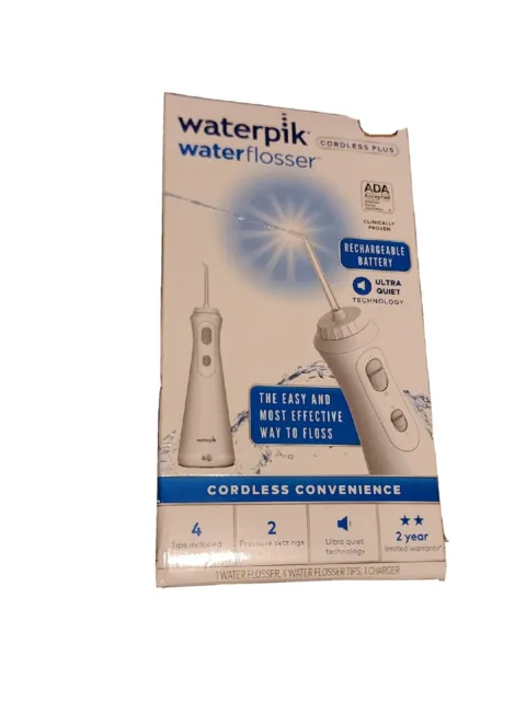 Hilo de agua portátil Waterpik inalámbrico Plus con 10 accesorios - WP450 blanco