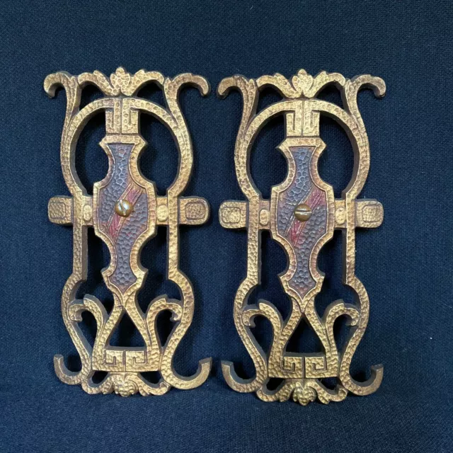 Antique Pair Curtain Drapery Tie Backs Ornamental Painted Cast Iron Holders