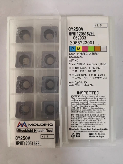 HITACHI  MPMT120516ZEL CY250V Milling blade Carbide inserts 10Pcs